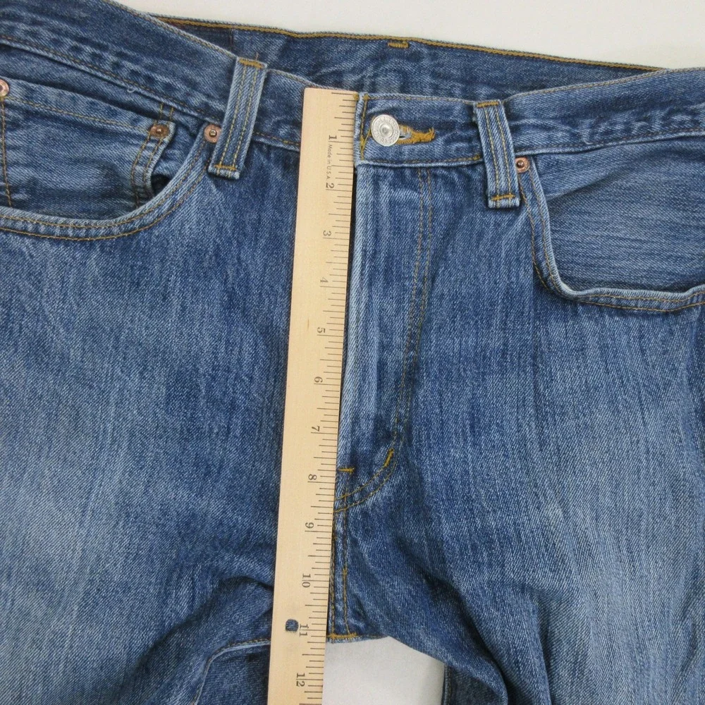 Levi's Men Jeans 33x30 501 Straight Leg Blue Denim Medium Wash Zipper Added